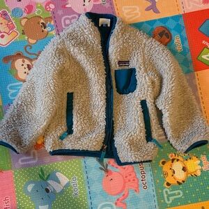 Patagonia Cream and Blue Fleece Jacket